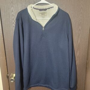 Men's Navy Half-Zip Sherpa-Lined Pullover